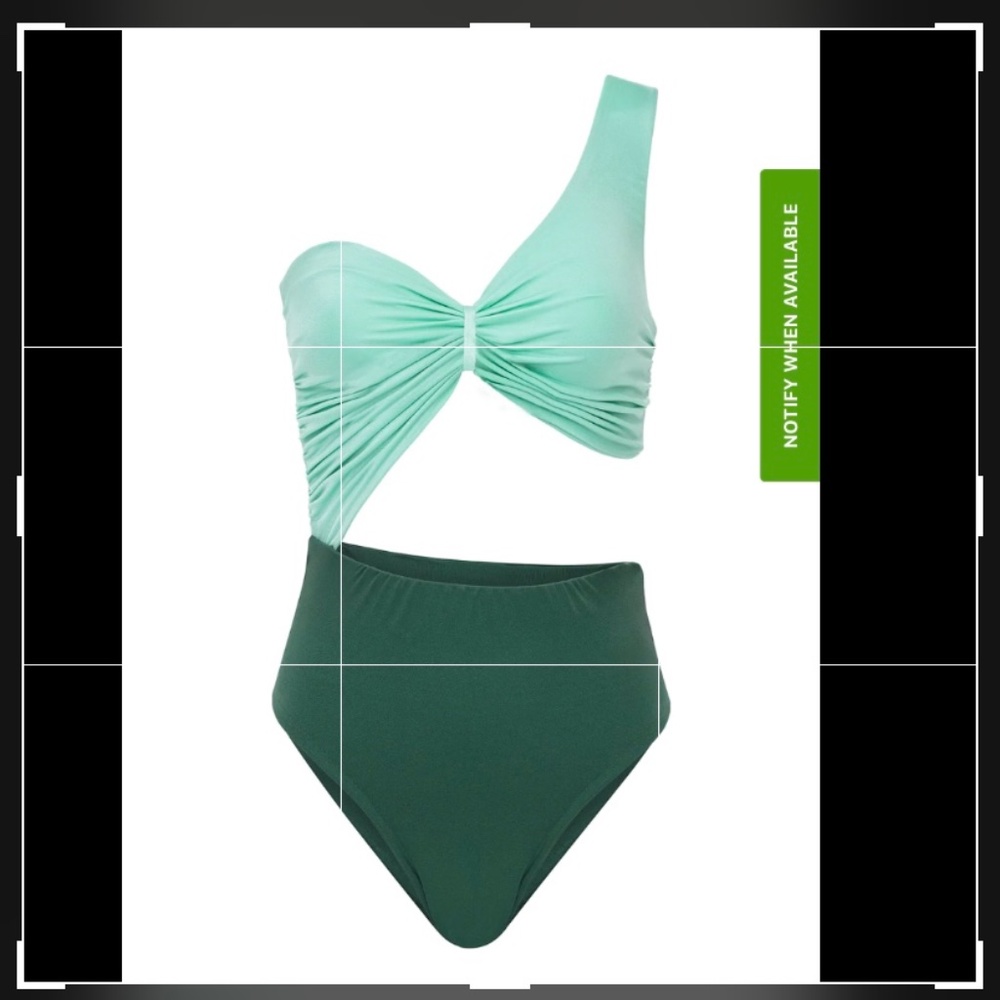 Fe Noel Mint and Forest Green One-Piece Swimsuit